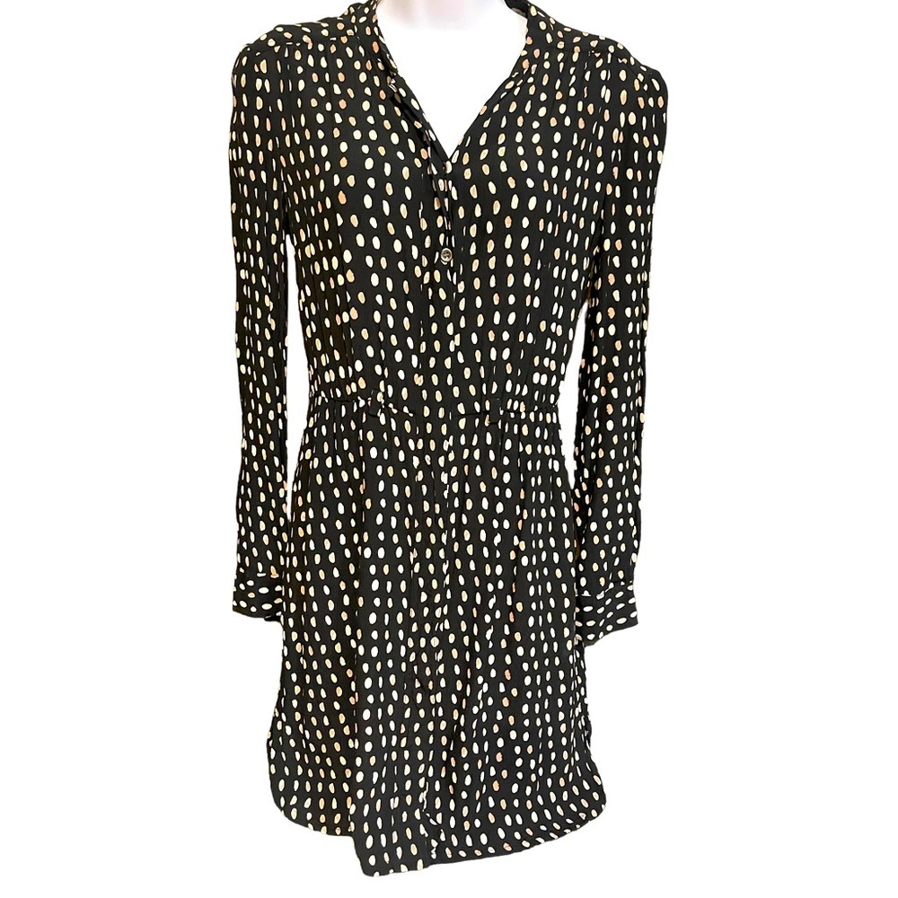 🔥🖤Madewell size XS black/white/tan dress.  Excellent quality & design!